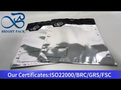 حقيبة فضية مختومة من ثلاثة جوانب مع نافذة شفافة