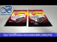 كيس تغليف المواد الغذائية ذو النافذة الشفافة للفة المقرمشة المطلية بالشوكولاتة