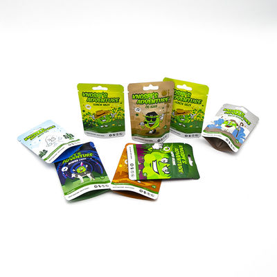 حقيبة مخصصة مقاومة للأطفال التعبئة والإغلاق غير قابلة للتلاعب كيس خروج هولوغرافي أسود أبيض متطابق لامع مايلار