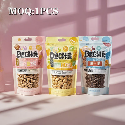 المقاومة لسحب السحب المغلق من ورق الألومنيوم الوقوف فوق الحقيبة مع فتحة فتحة للوجبات الخفيفة والغذاء