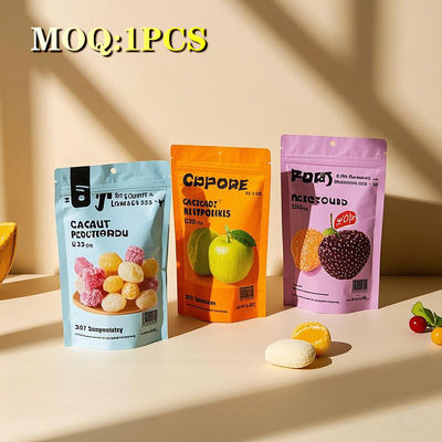 المصنعين المطبوعة خصيصاً قابلة لإعادة الاستخدام عبوات بلاستيكية ملونة الفاكهة وجبات خفيفة الحلوى لامعة قفازات مايلر مع سحاب