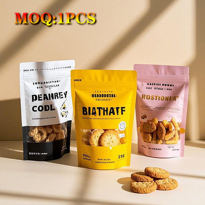 مادة PE المصفوفة كيس الوقوف ضد الرائحة مع الطباعة الحفرة المثبتة والسحب الذاتي لعبوات الطعام