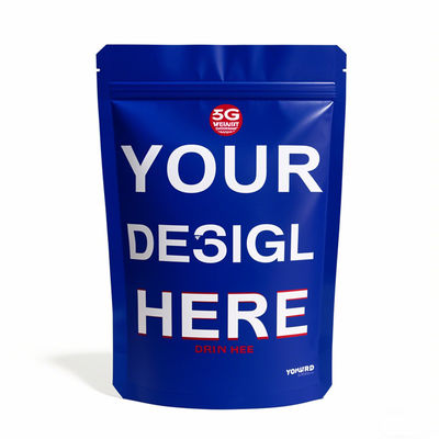 حقائب مايلر المطبوعة خصيصًا بالجملة - الحقائب الوقوفية المقاومة للرائحة مع السحاب في 3.5g ، 7g ، 14g ، 28g أحجام لتغليف الأغذية