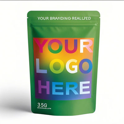 بيع بالجملة مطبوعة مخصصة مايلار عديم الرائحة 3.5g 7g 14g 28g الغذاء الوقوف الحقيبة سحاب بلاستيكي ليزر تيريو 3.5g أكياس مع نافذة