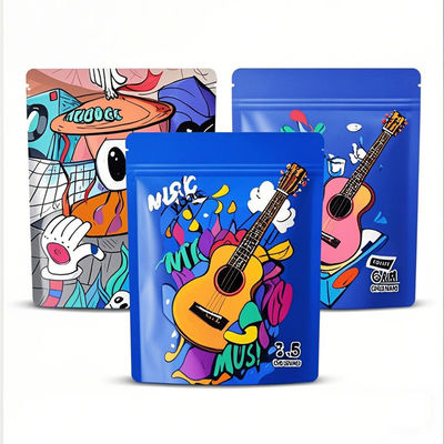 طابعة خصيصا 3.5g ورق الألومنيوم مايلار الوقوف الحقائب ضد الرائحة القابلة لإعادة إغلاق زيبلوك أكياس التعبئة الغذائية