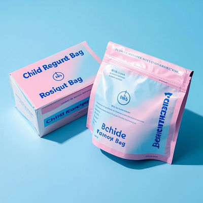 أكياس مسطحة مقاومة للأطفال صديقة للبيئة مادة متوافقة مع إدارة الغذاء والعقاقير الخيار بالجملة