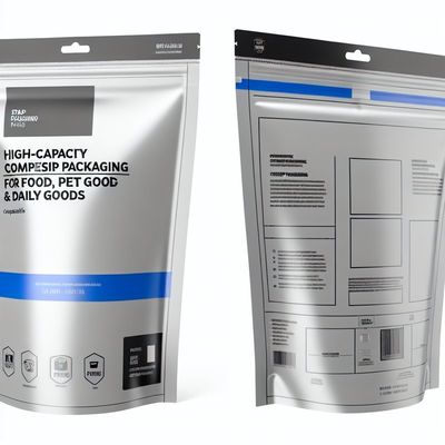 عبوات مركبة عالية السعة للأغذية طعام الحيوانات الأليفة والسلع اليومية الطباعة ذات الحجم القابل للتخصيص وصمام إزالة الغاز من السحاب