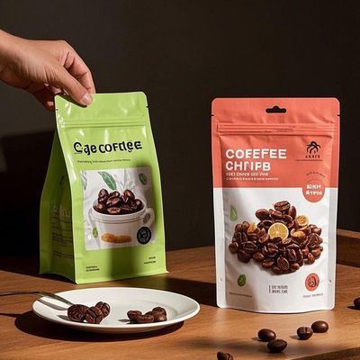 كيسات واقفة مقطعة طباعة مخصصة مرئية جزئية للنوافذ سحاب قابل لإعادة إغلاق متوافق مع FDA للأغذية