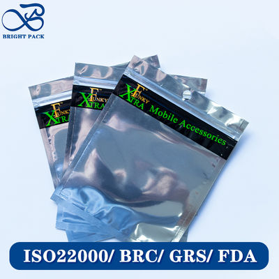 أكياس رقائق الألومنيوم خفيفة الوزن مطبوعة حسب الطلب لتغليف المنتجات الإلكترونية مع سحاب قابل لإعادة الإغلاق.