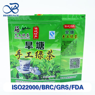 أكياس الوقوف الصديقة للبيئة لتعبئة الشاي مع بطانة من رقائق الألومنيوم وسحاب قابل لإعادة الإغلاق خصومات على الطلبات بالجملة.