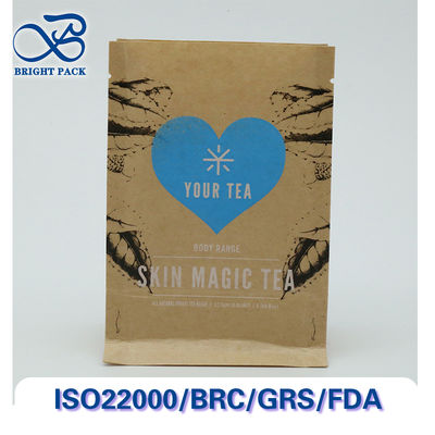 أكياس ورق كرافت قابلة لإعادة التدوير والتحلل ثمانية الجوانب لإغلاق الشاي مع طباعة وأحجام قابلة للتخصيص.