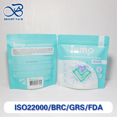 كيسات قائمة مطبوعة خصيصاً مع سحاب قابل لإعادة الإغلاق وحماية حاجز الرطوبة لعبوات الغسيل