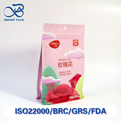 كيس إغلاق ثماني الجوانب فعال من حيث التكلفة لتعبئة الشاي مع مقاومة للتمزق وخصومات على الطلبات المجمعة للطباعة المخصصة.