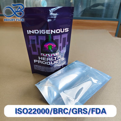أكياس قائمة قابلة للتخصيص بدرجة صيدلانية للطباعة لتغليف المستحضرات الصيدلانية مع ظهر شفاف مصمم.