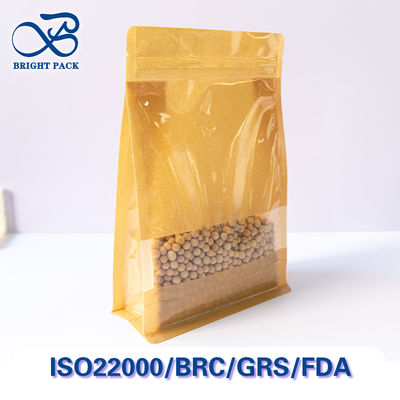 أكياس ورق الكرافت الصلبة مع نافذة مرئية لتعبئة الأغذية المقاومة للدهون قابلة للتخصيص.