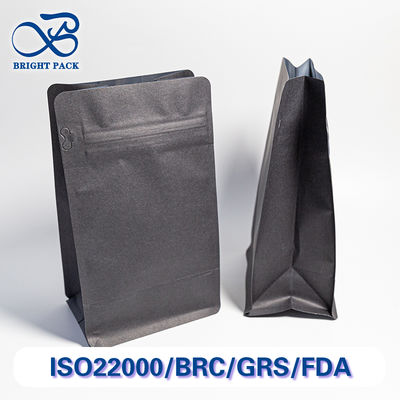 أكياس ورق كرافت سوداء فارغة لسلامة الغذاء، سادة، غير مطبوعة، علامة تجارية مخصصة، بيع بالجملة.