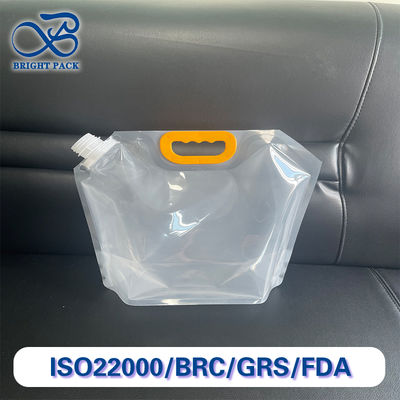 أكياس البوق الشفافة المكتظة مع المقبضات المُعززة 1L / 1.5L / 2.5L / 5L / 10L كيس الفوهة للحبوب الكبيرة والحاويات السائلة.