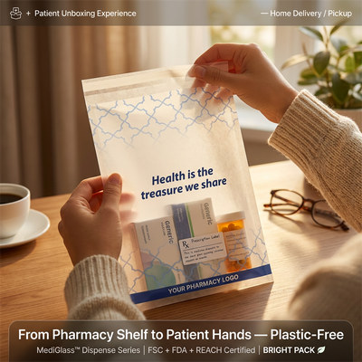 الامتثال للوكالة الغذائية الأمريكية (FDA) حقيبة ورقية مطلية بالشمع العقيم الفاخرة الصيدلانية الصديقة للبيئة التعبئة الطبية الخالية من البلاستيك